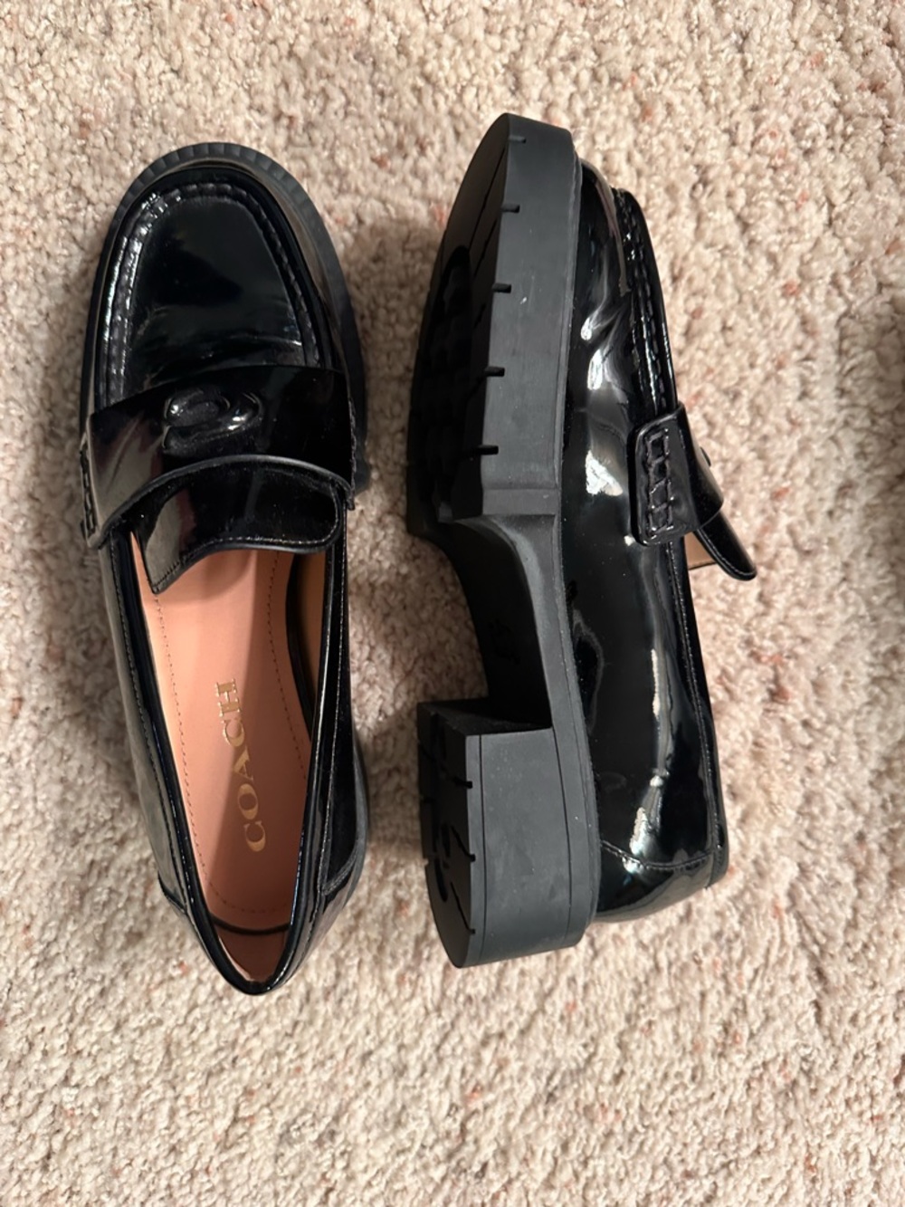 Coach Black Patent Leather Leah Loafer - Picture 2 of 9
